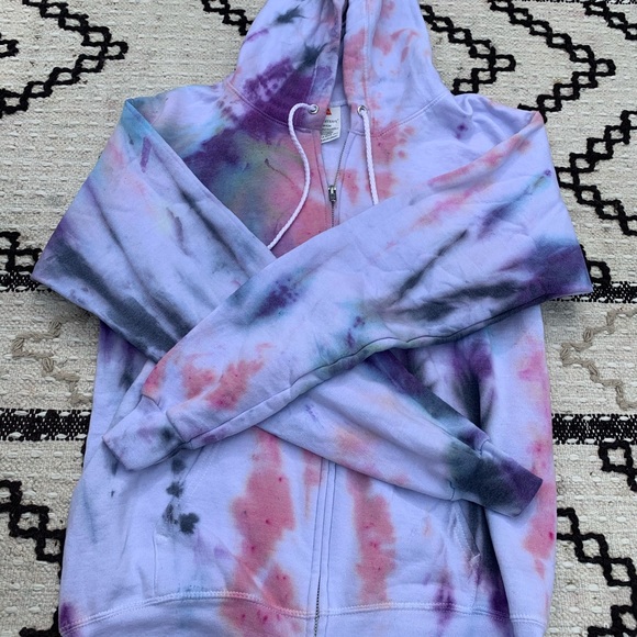 NWT multi tie dye l/s hooded zip-up sweatshirt - Picture 6 of 15
